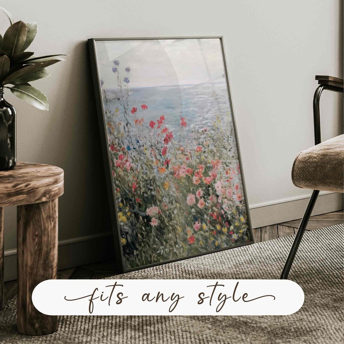 Coastal Wildflowers Vintage Summer Field Art Print - Image 2