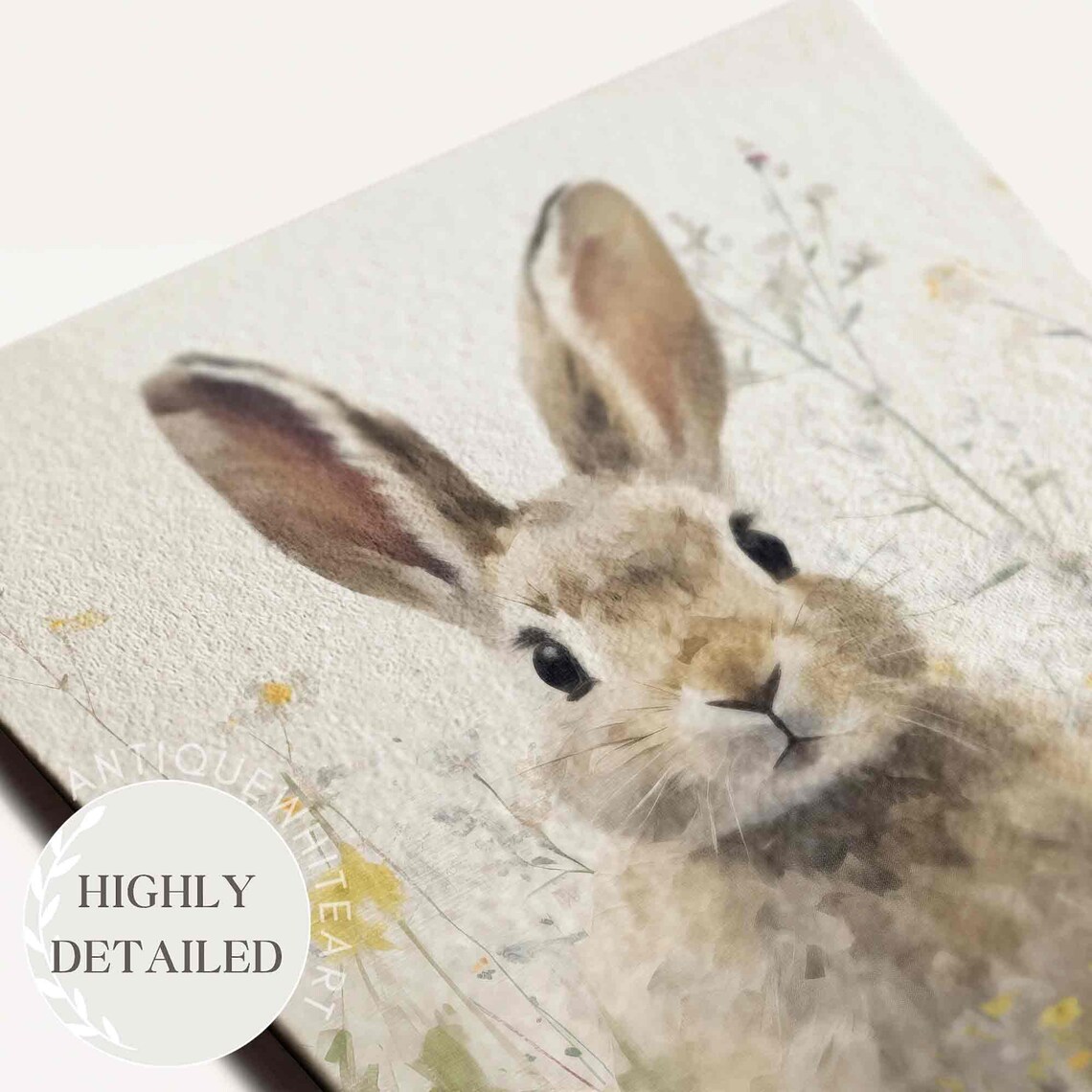 Easter Bunny Wildflowers Vintage Style Art Print - Image 3