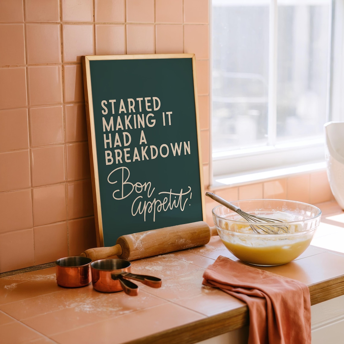 Bake Off Bon Appetit Quote, Funny Kitchen Art Print