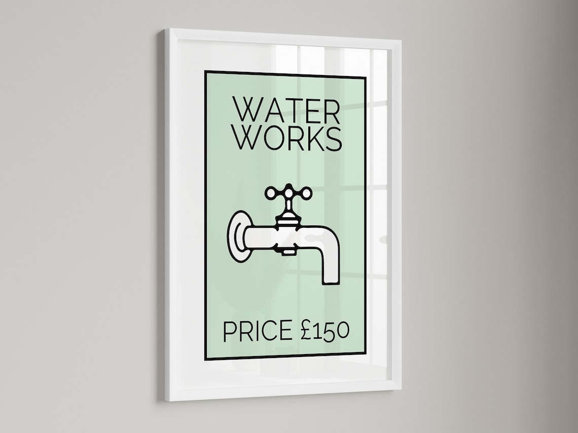Waterworks Bathroom Poster, Bathroom Wall Art