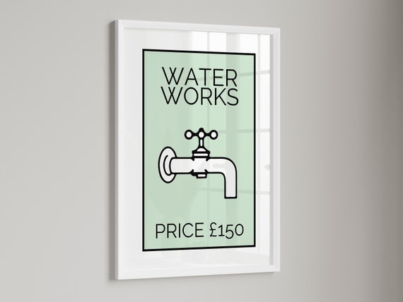 Waterworks Bathroom Poster, Bathroom Wall Art