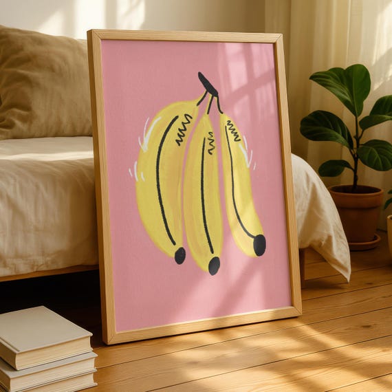 Colorful Banana Kitchen Print Fun Bright Wall Art Poster
