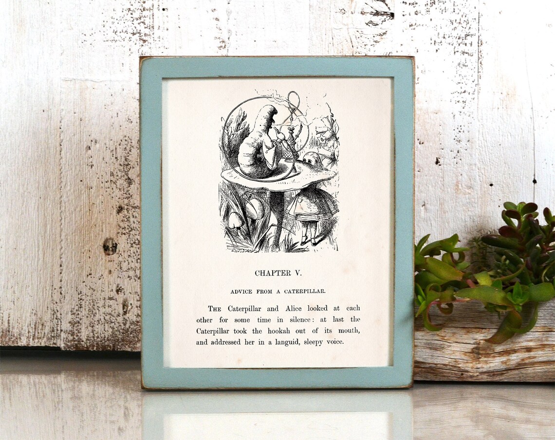 Alice in Wonderland Chapter V Advice from a Caterpillar Book Art Print - Image 3