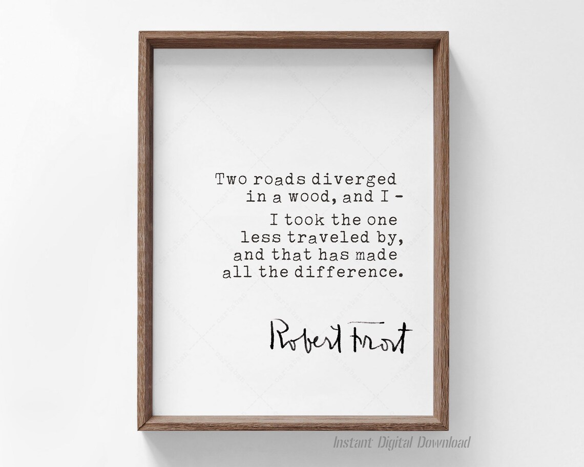 Robert Frost Two Roads Diverged Typewriter Poem Quote Minimalist Wall Art - Image 4