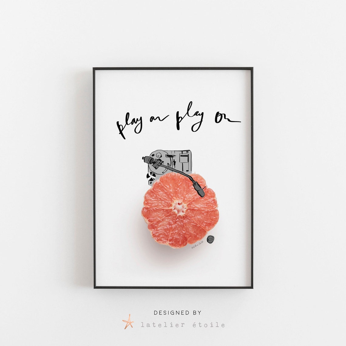 Play On Grapefruit Vinyl Record Player Music Lover Kitchen Poster - Image 4