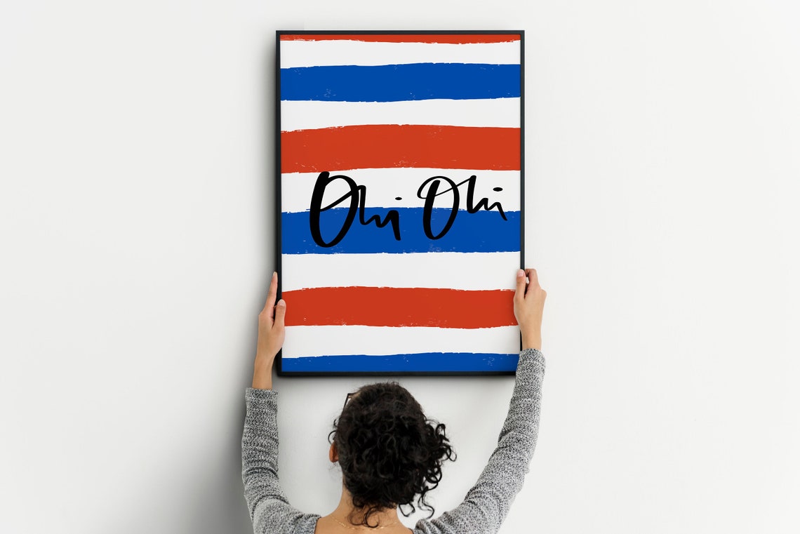 Oui Oui French Poster Oui Oui Poster Print Calligraphy Print Handlettered Art French Inspired Poster French Colors Art French Prints - Image 3