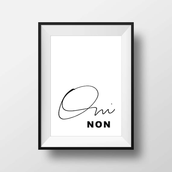 Oui Non Calligraphy Prints French Wall Art Black And White Poster French Art Prints Typography Print Wall Decor