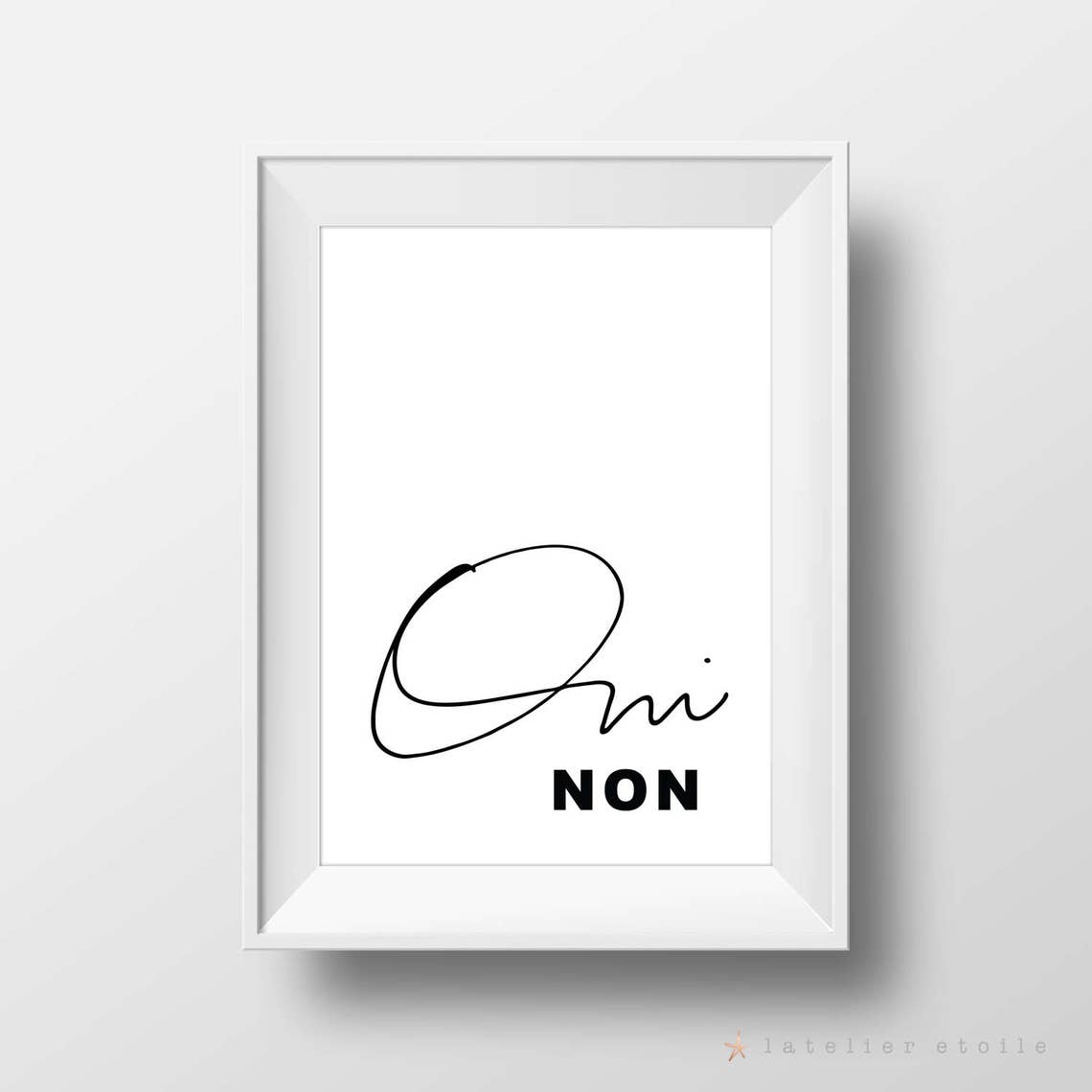 Oui Non French Typography Bold Black and White Minimalist Poster - Image 2