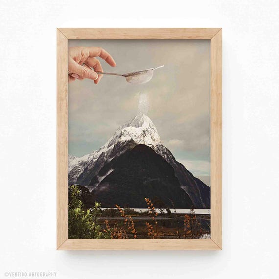 Surreal Food Art Print Retro Kitchen Mountain Collage
