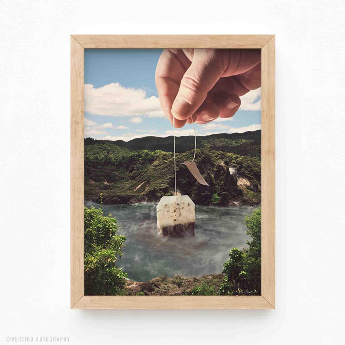 Surreal Afternoon Tea Art Print, Lake Geyser Collage