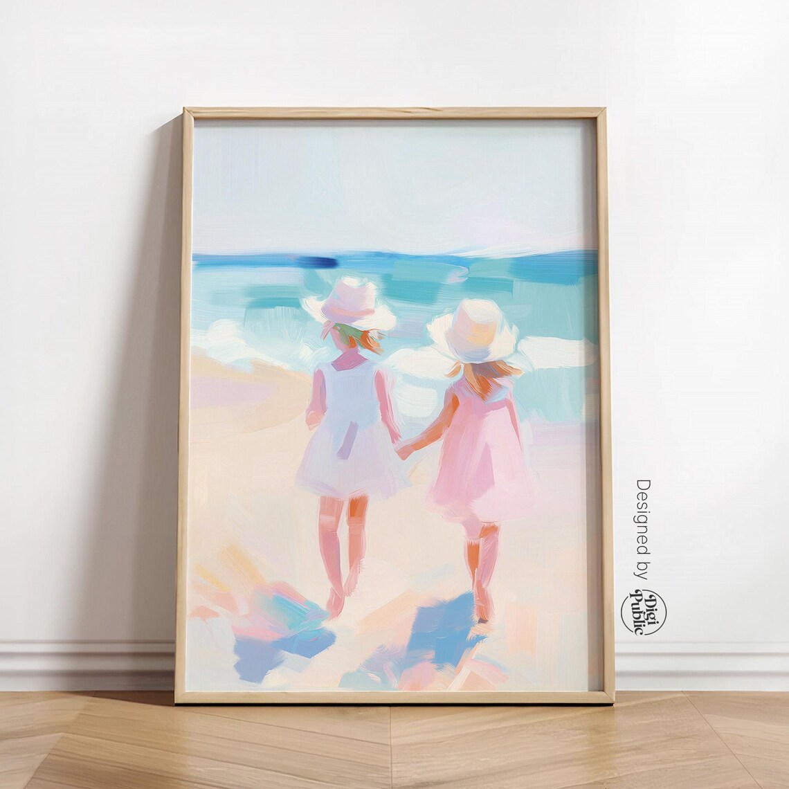 Beach Walk Summer Kids Poster, Coastal Ocean Scene
