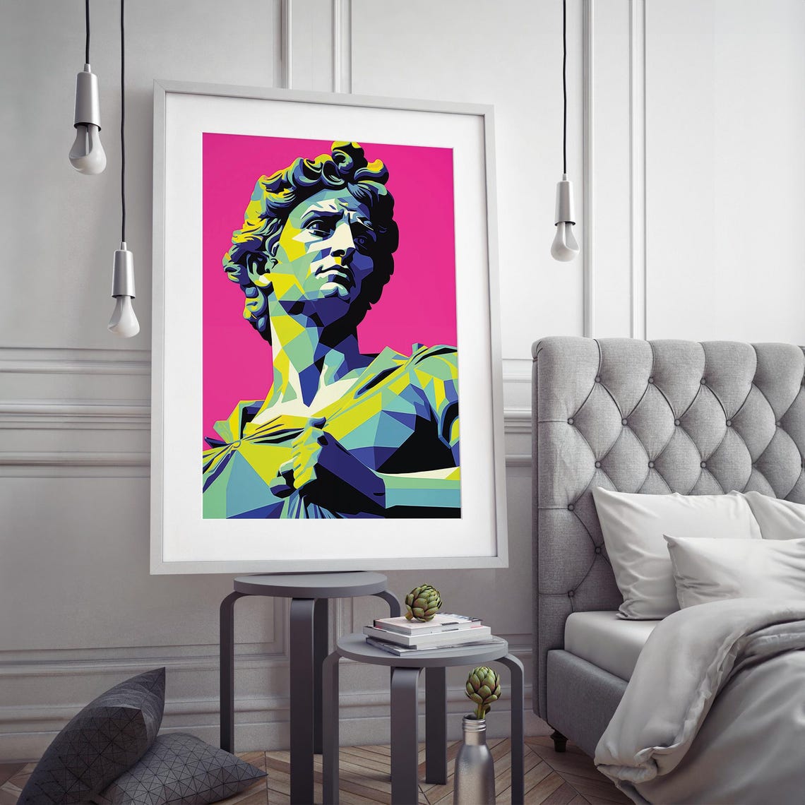 David Pop Art Wall Art Vibrant Geometric Statue Print Modern For Trendy And Bold Home Or Office Decor Wall Art - Image 4