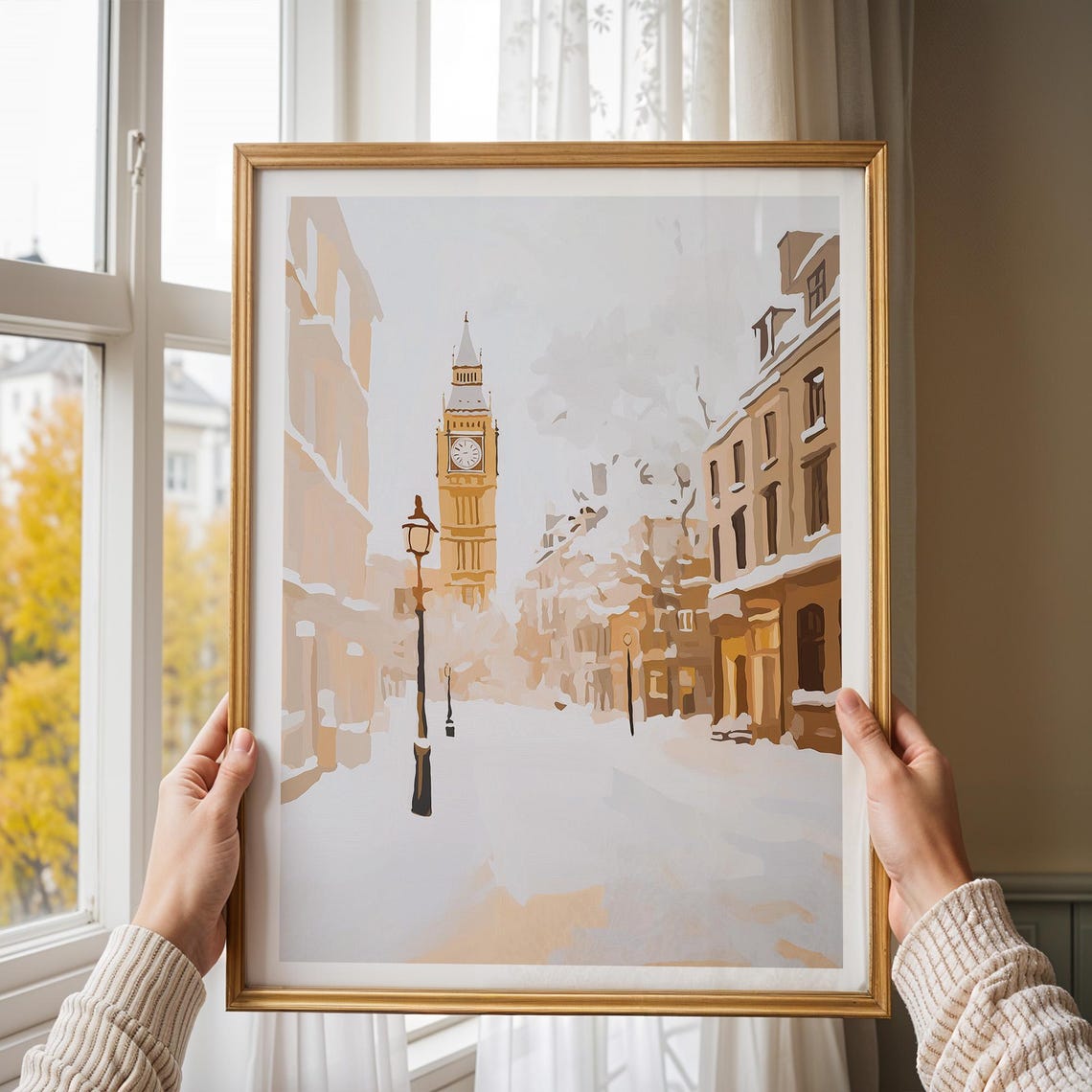 London Big Ben Snowy Street Poster Winter Cityscape England Art - Image 4