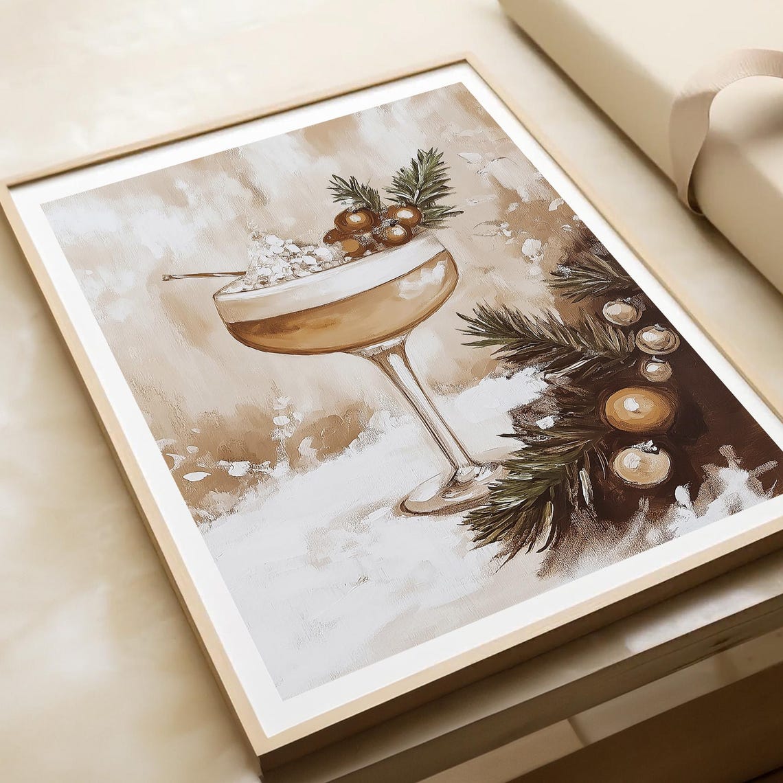 Winter Champagne Cocktail Poster Festive Holiday Drink Painting - Image 4