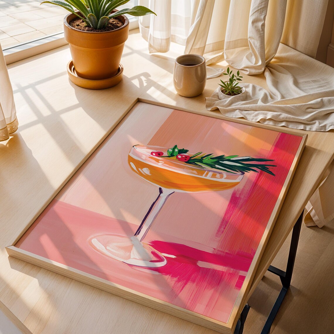 Festive Cocktail Coupe Garnished Cranberry Bar Art Home Bar Decor Poster - Image 3