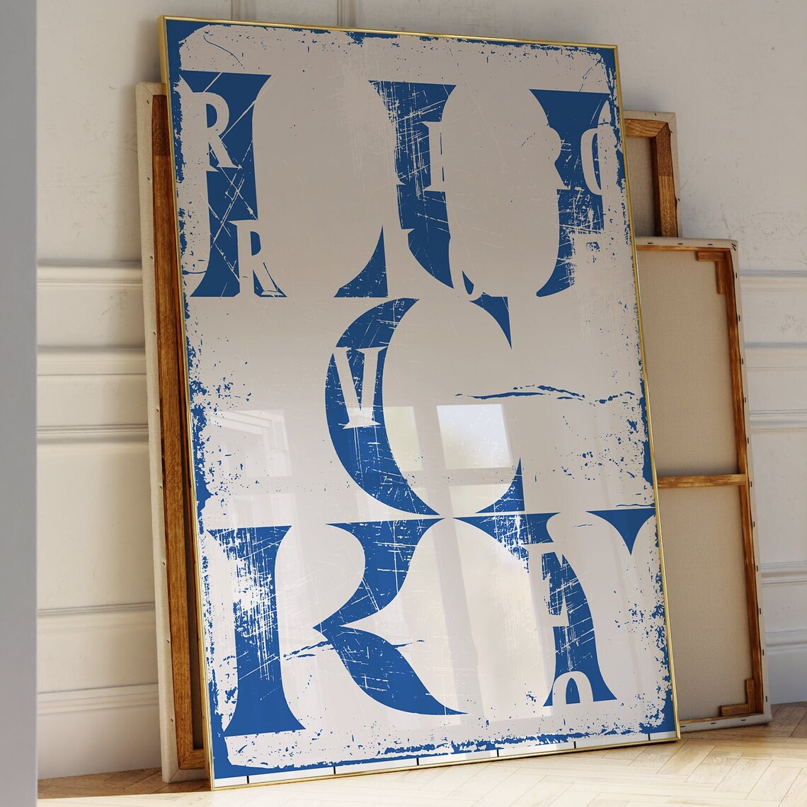 Lucky Distressed Blue Typography Vintage Grunge Retro Funky Poster