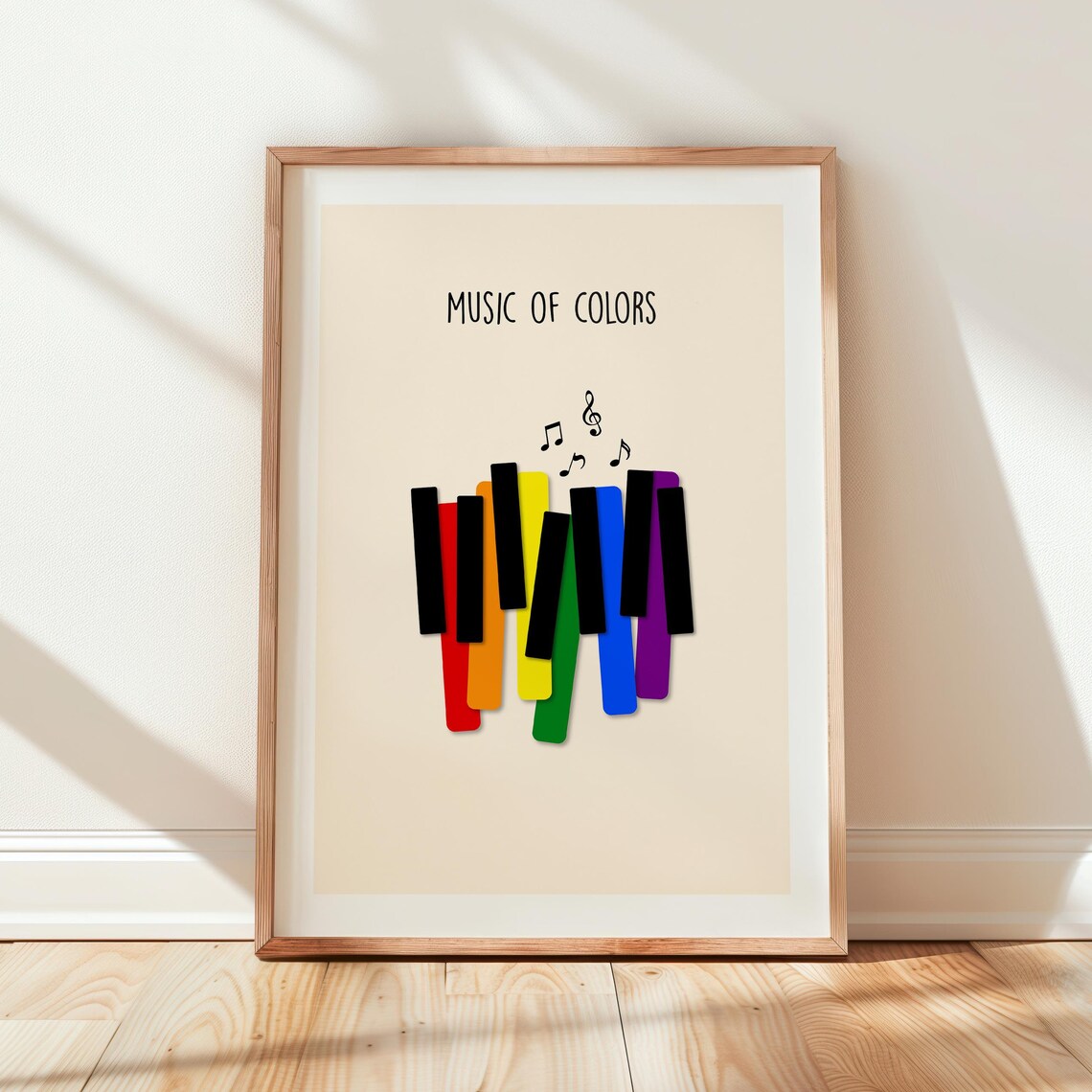 Music of Colors Rainbow Piano Keys Minimalist Music Lover Poster