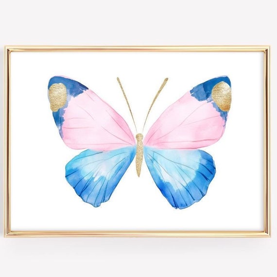 Pastel Butterfly Print Colorful Insect Art Girly Wall Decor Kids Room Butterfly Painting Animal Poster