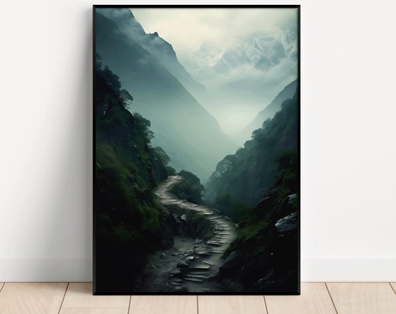 Mountain Art Print Himalayas Mountain Path Landscape Wall Art Mountain Wall Art Home Dcor Wall Art