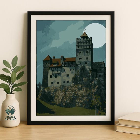 Bran Castle Dracula Poster Romania Vintage Transylvania Gothic Wall Art