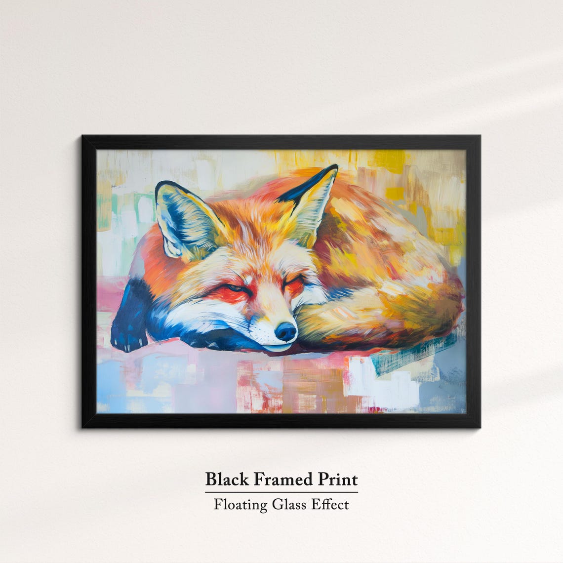 Sleeping Fox Colorful Abstract Oil Painting Vibrant Wildlife Poster - Image 8