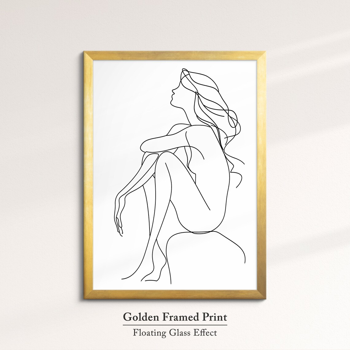 Seated Woman With Long Hair Continuous Line Art Drawing Minimalist Poster - Image 5