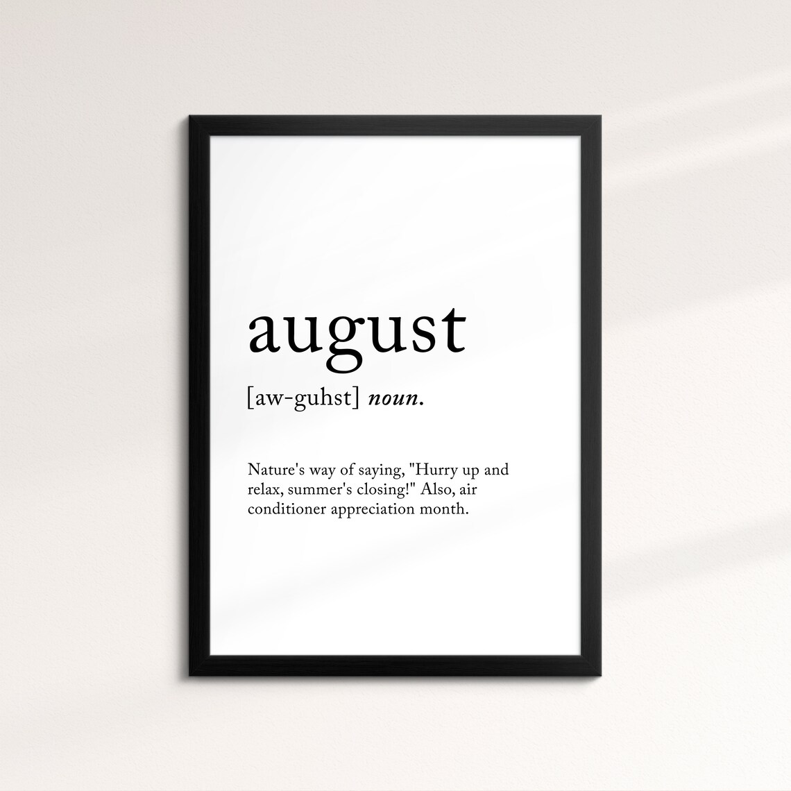 August Minimalist Definition Quote Word Art Framed Print Framed Female Wall Art Lady Poster Feminine Home Decor Gifts For Her