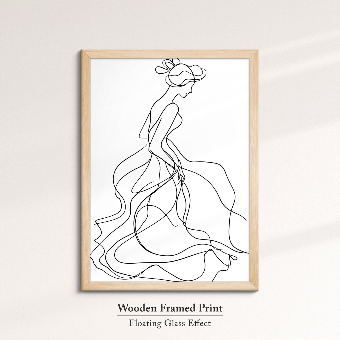 Woman in Flowing Wedding Dress Continuous Line Art Drawing Minimalist Poster - Image 6