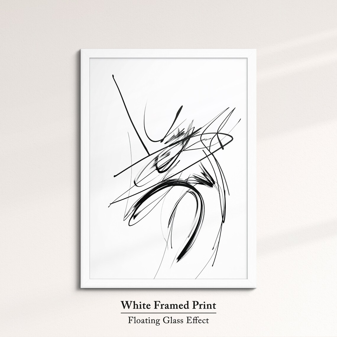 Abstract Black Ink Brush Stroke Art Minimalist Expressive Line Wall Art Print - Image 7