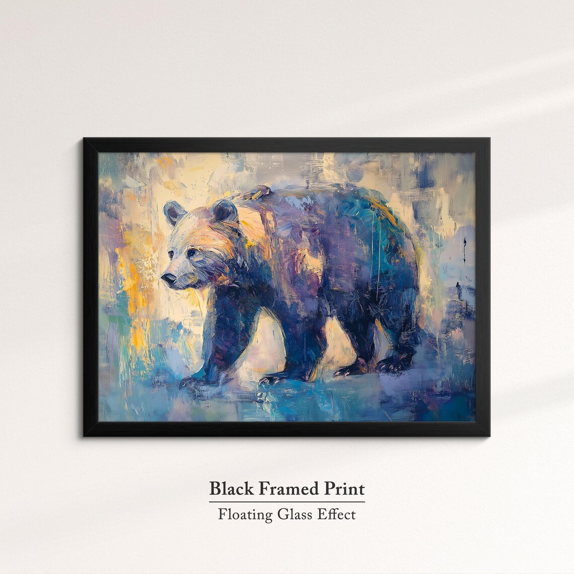 Grizzly Bear Walking Colorful Abstract Oil Painting Wildlife Wall Art Poster - Image 8