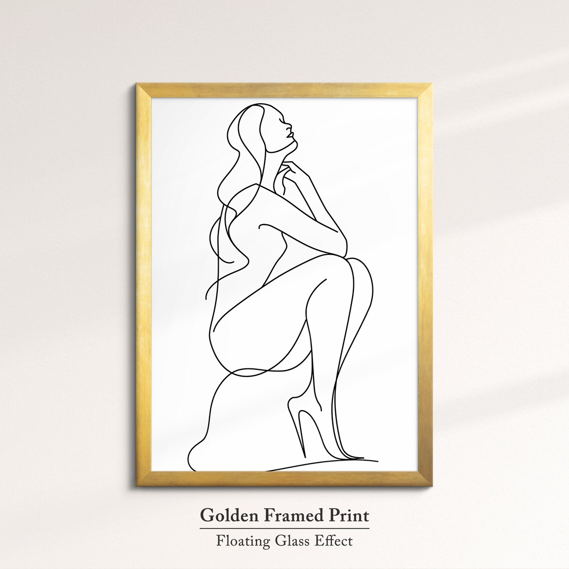 Kneeling Woman Pose Continuous Line Art Drawing Minimalist Wall Decor Poster - Image 5