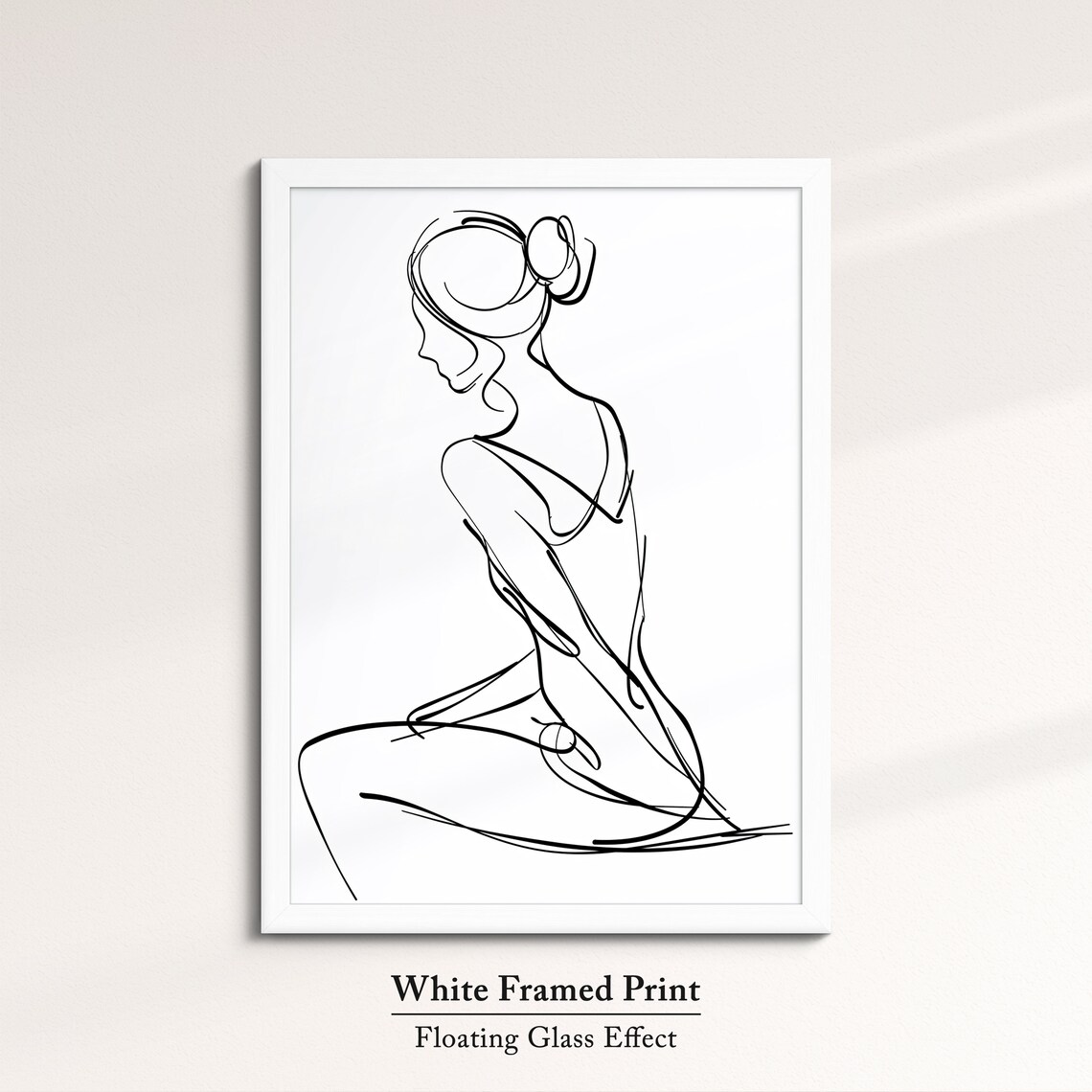 Minimalist Woman Line Art Seated Figure Black Drawing Feminine Art Print - Image 7