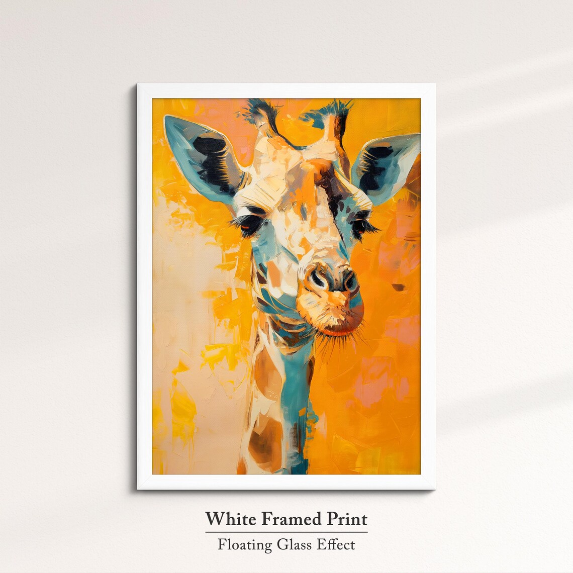 Colorful Giraffe Abstract Oil Painting, Wall Art Print - Image 7