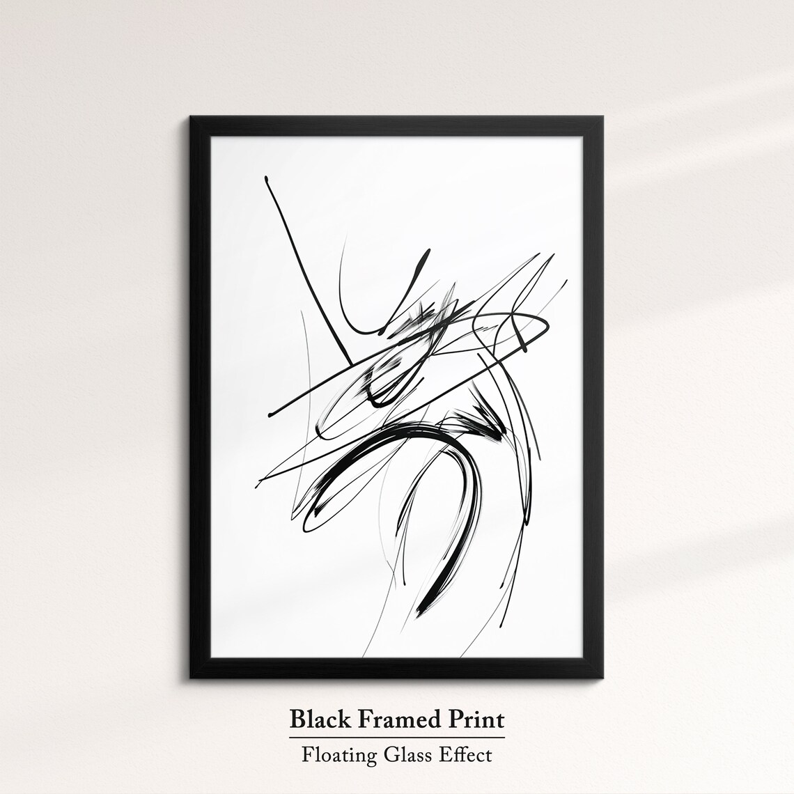 Abstract Black Ink Brush Stroke Art Minimalist Expressive Line Wall Art Print - Image 8