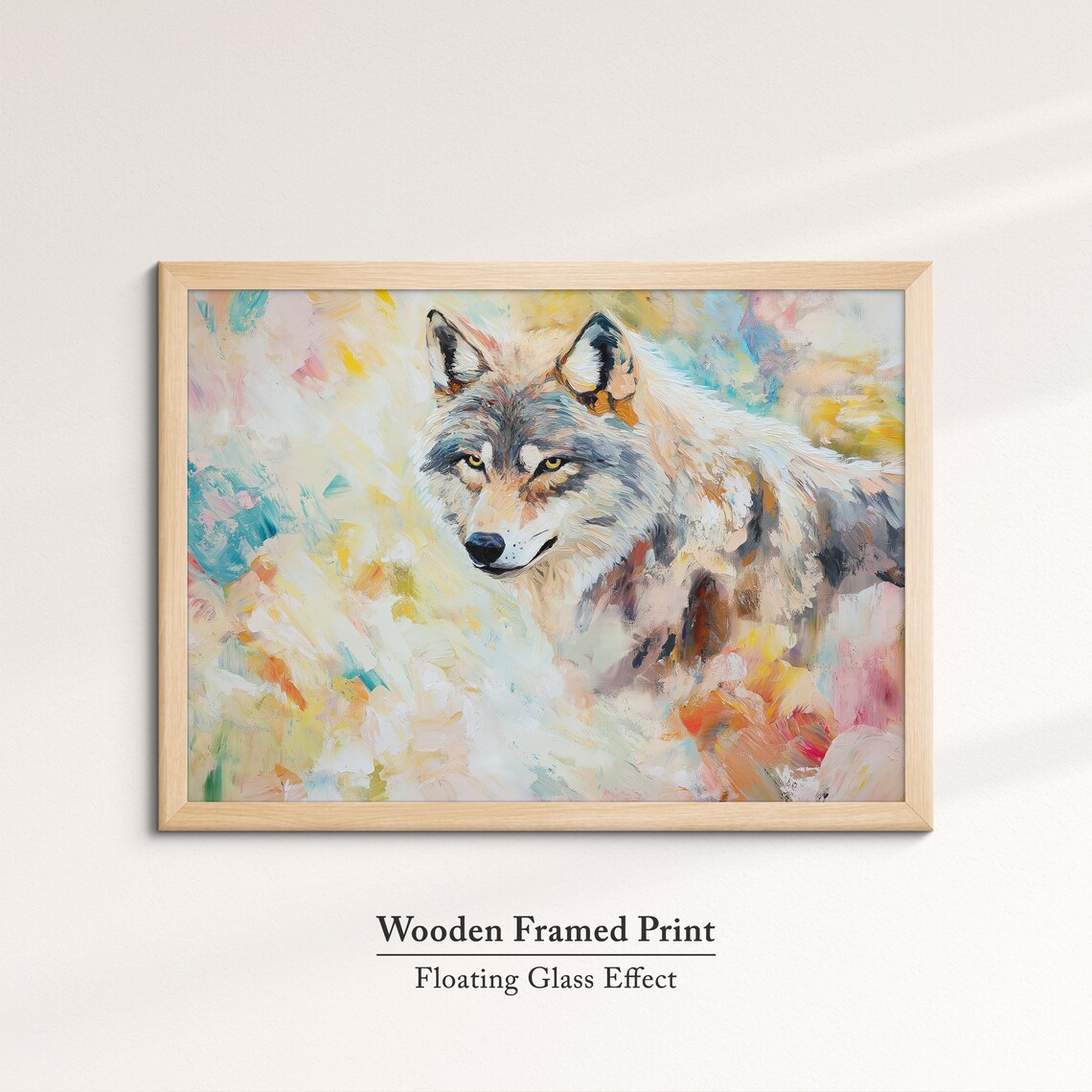 Wolf Abstract Oil Painting Golden Eyes Colorful Wildlife Portrait Poster - Image 6