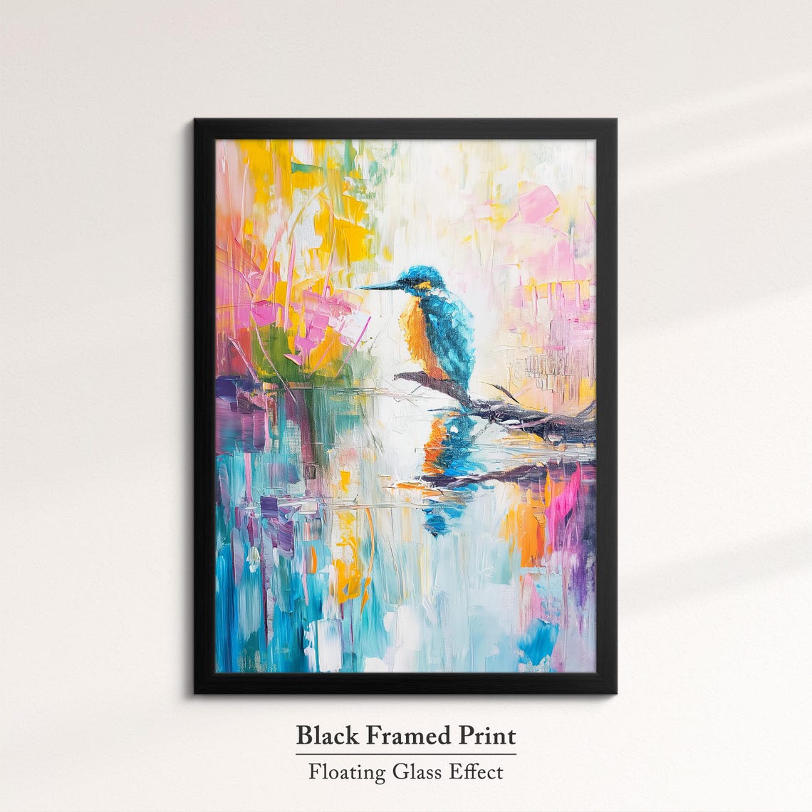 Colorful Kingfisher Bird Abstract Watercolor Style Wildlife Wall Art - Image 8