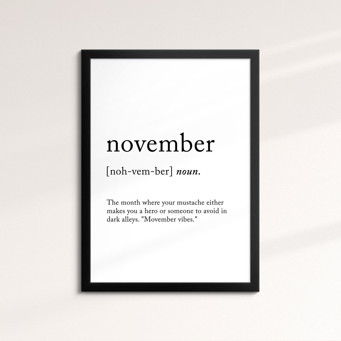 November Minimalist Definition Quote Word Art Framed Print Framed Female Wall Art Lady Poster Feminine Home Decor Gifts For Her