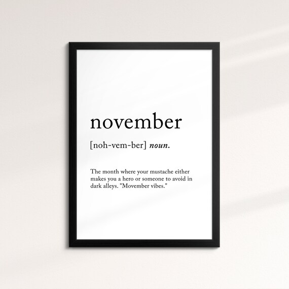 November Minimalist Definition Quote Word Art Framed Print Framed Female Wall Art Lady Poster Feminine Home Decor Gifts For Her
