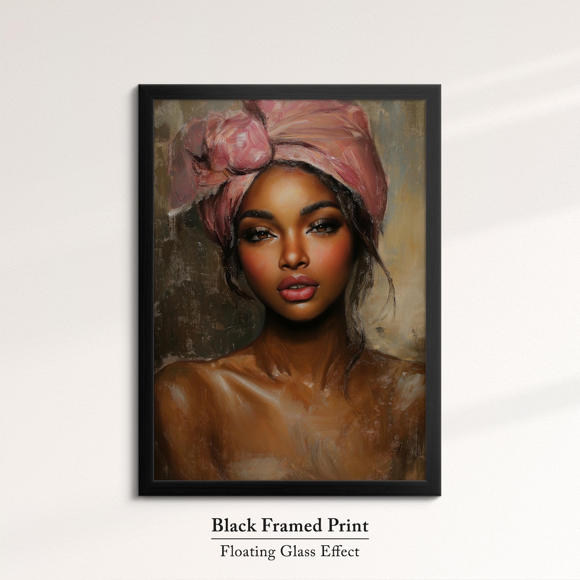 Serene Woman Portrait Art Elegant African Beauty Bohemian Wall Decor Rustic Home Art Print Neutral Tones Woman Oil Painting - Image 8