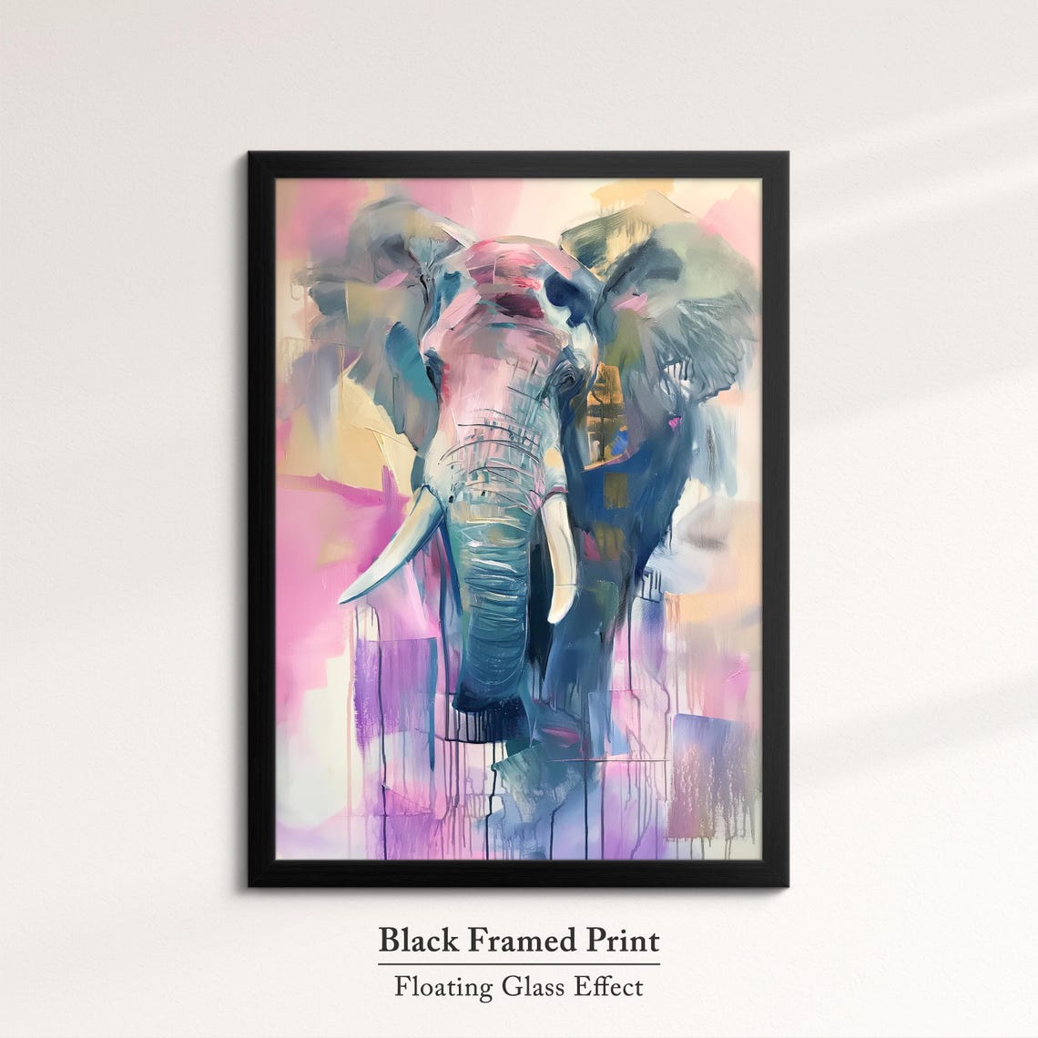 Elephant Front View Soft Pink Lavender Pastel Abstract Wall Art - Image 8