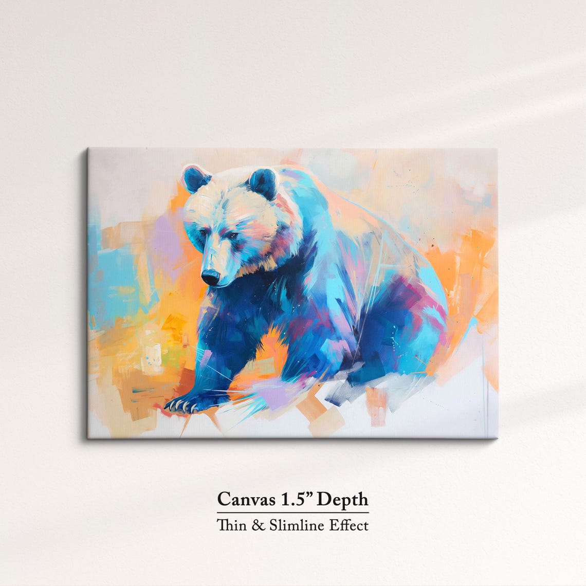 Bear Colorful Blue Orange Pastel Abstract Wildlife Painting Poster - Image 3