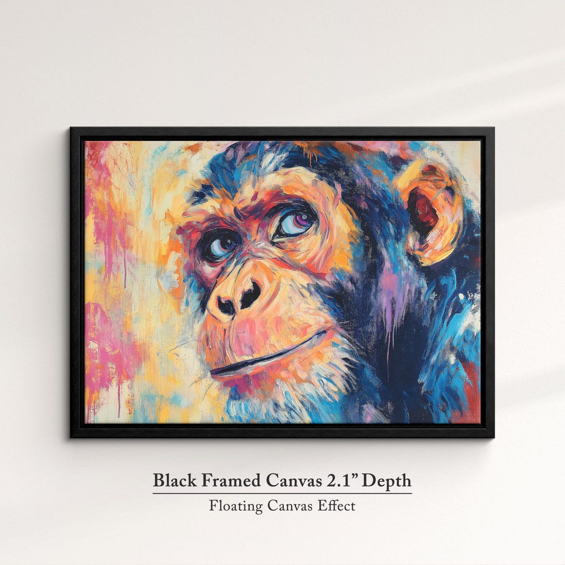 Chimpanzee Abstract Oil Painting Vibrant Primate Face Portrait Poster - Image 2