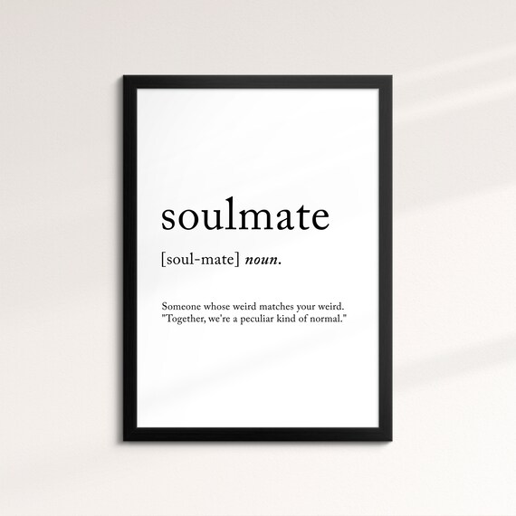 Soulmate Minimalist Definition Quote Word Art Framed Print Framed Female Wall Art Lady Poster Feminine Home Decor Gifts For Her