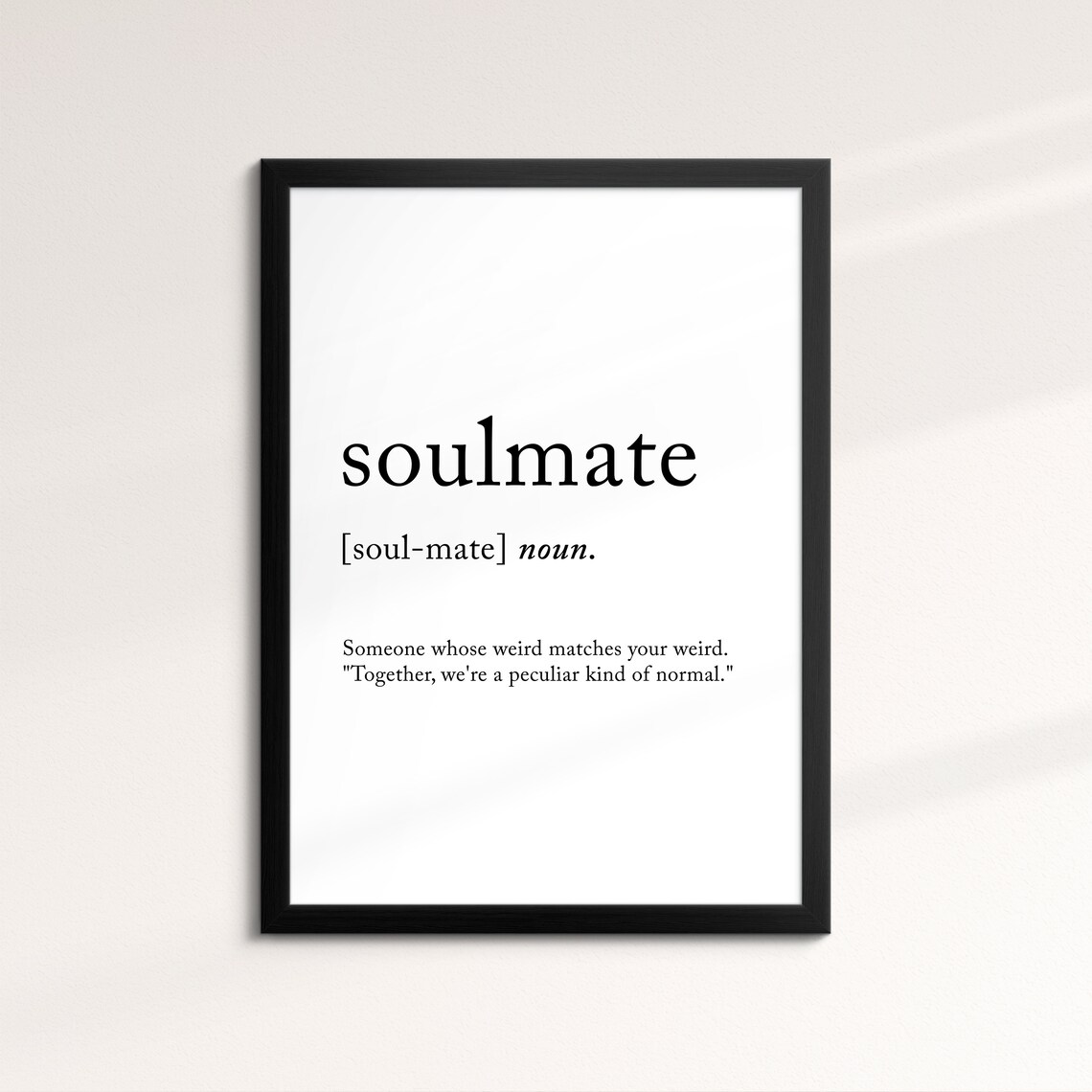 Soulmate Minimalist Definition Quote Word Art Framed Print Framed Female Wall Art Lady Poster Feminine Home Decor Gifts For Her