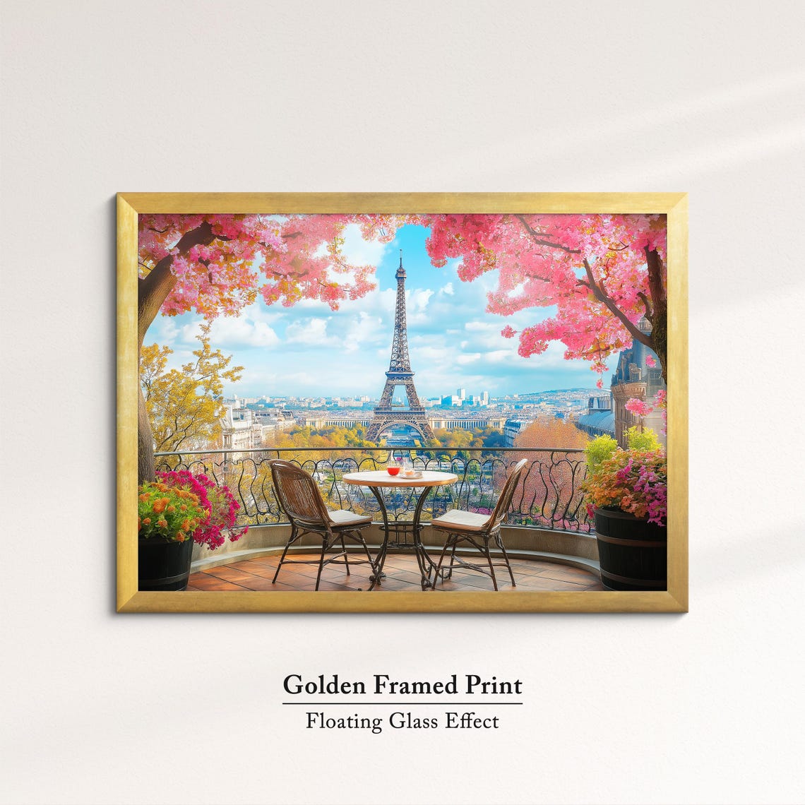 Eiffel Tower Paris Balcony Cherry Blossoms Romantic Travel Art Poster - Image 5