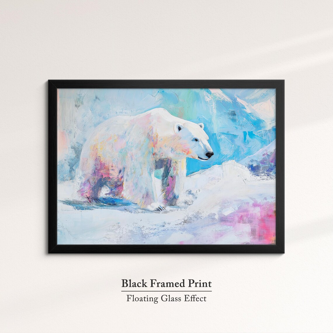 Polar Bear Walking Snow Pastel Abstract Arctic Wildlife Wall Art Poster - Image 8