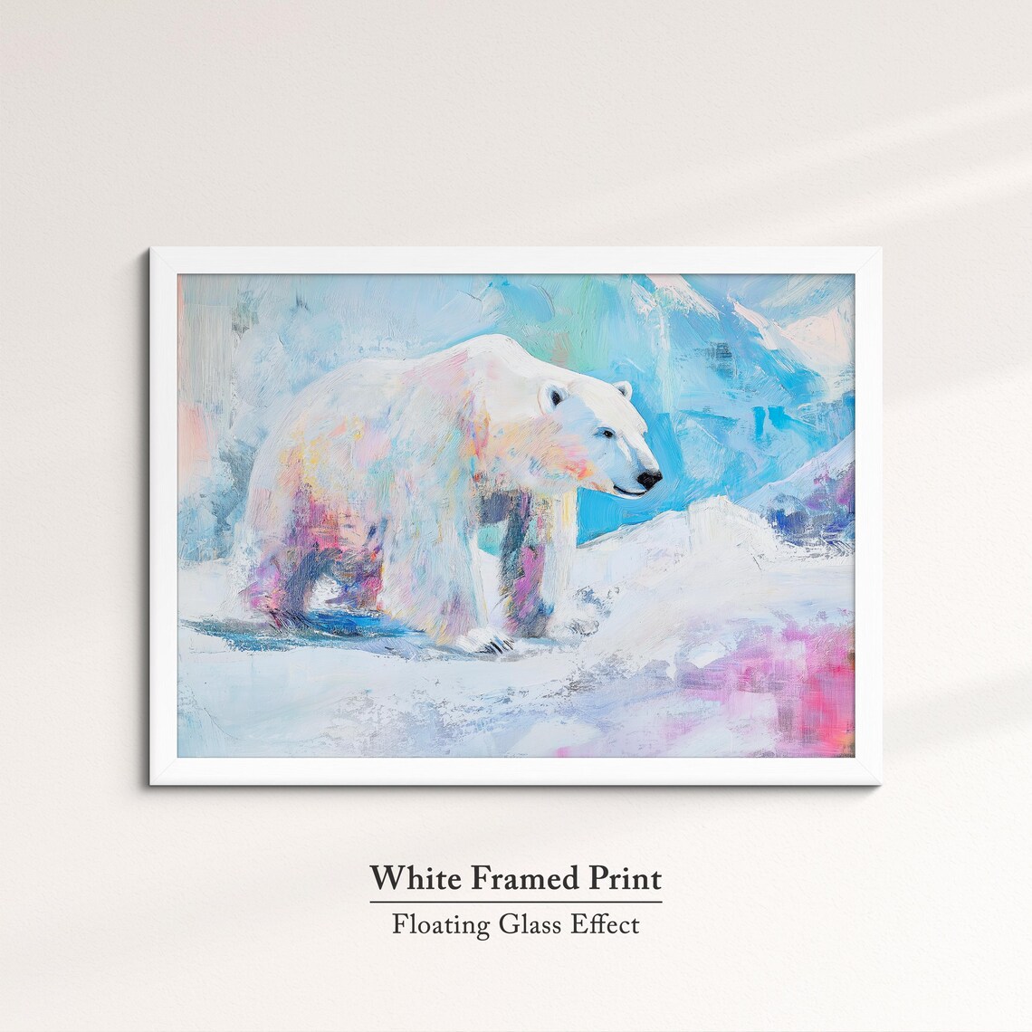 Polar Bear Walking Snow Pastel Abstract Arctic Wildlife Wall Art Poster - Image 7