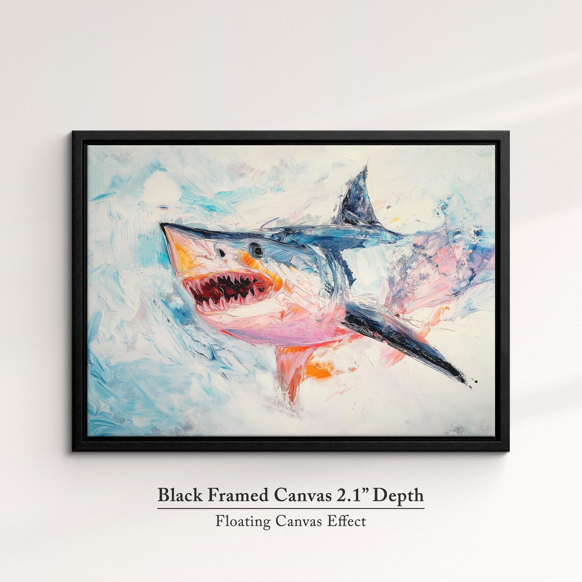 Great White Shark Jaws Abstract Oil Painting Bold Ocean Wall Art Poster - Image 2