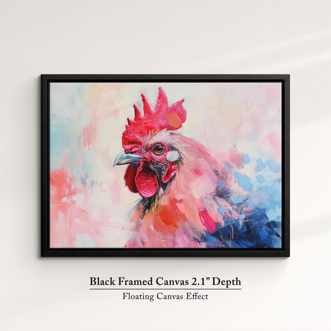 Rooster Head Red Comb Bold Pink Blue Abstract Farm Bird Art Poster - Image 2