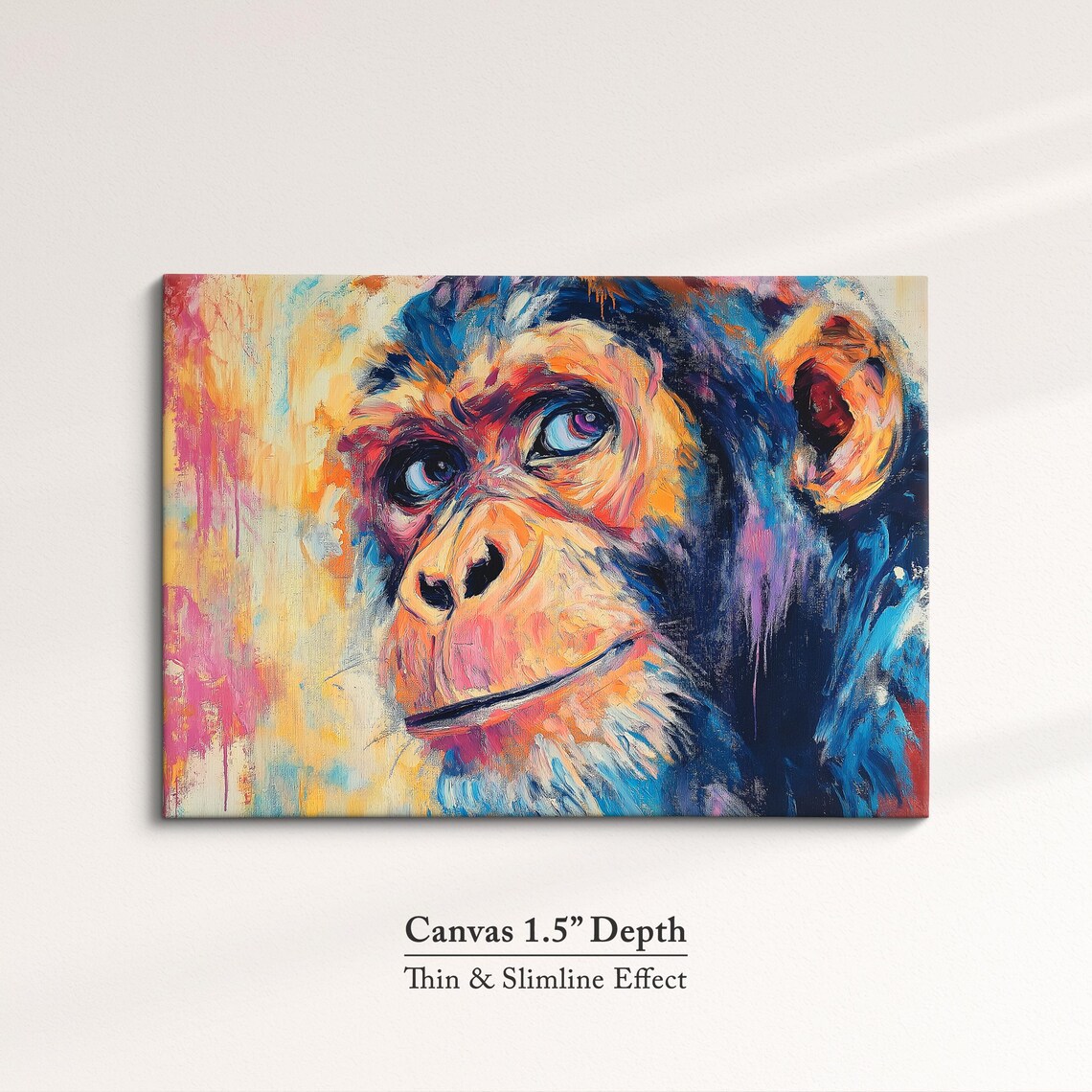 Chimpanzee Abstract Oil Painting Vibrant Primate Face Portrait Poster - Image 3